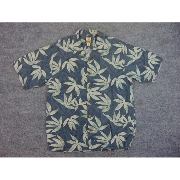 Tommy Bahama Hawaiian Shirt‎ Mens Med Gray Green Floral Palms Aloha - Picture 3 of 7